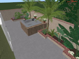 Bill Griffin stacked stone stucco on the planters in the back_011